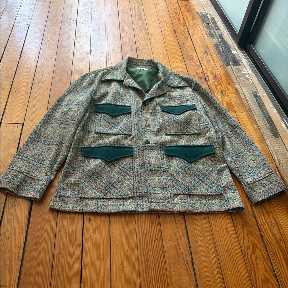 Lee Men's Multicolor Tweed Field Jacket with Dark Green Pocket Flaps